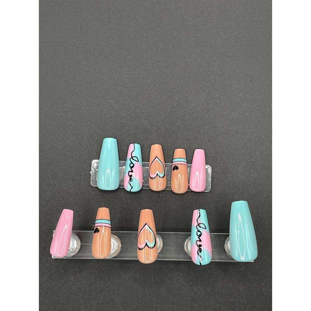 24 pcs Press on nails love